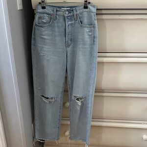 Pistola size 25 distressed crop jeans